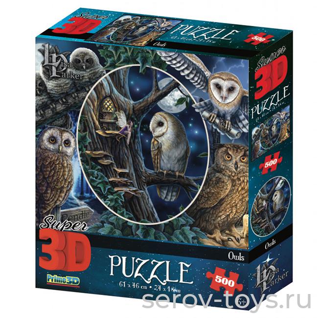 Пазл 3D 500 Коллаж Совы 32524 Prime