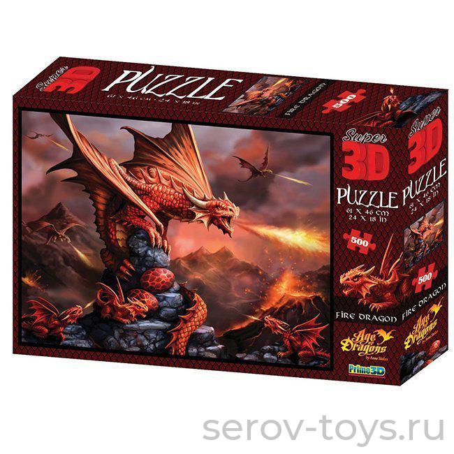Пазл 3D 500 Огненный дракон 10090 Prime