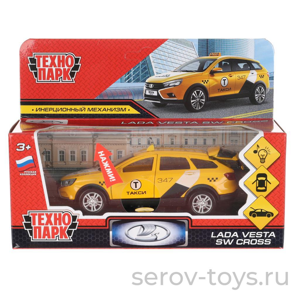 Модель Технопарк LADA vesta SV Cross VESTACROSS-12SLTAX-YE Такси свет звук в кор
